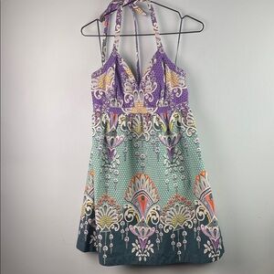 Express Y2K Patterned Halter Mini Sundress Size 6